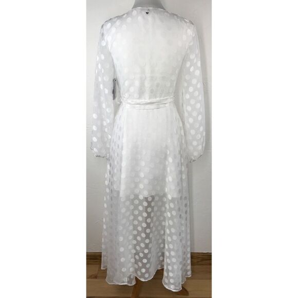 Guess True White Bertha Dotted Long Sleeve Wrap Dress XS NWT - Picture 9 of 10